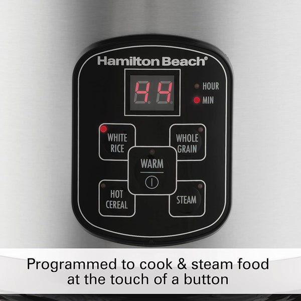 Hamilton Beach Digital Programmable Rice Cooker & Food Steamer, 14 Cups  Cooked (