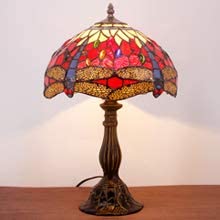 Tiffany Red Yellow Stained Glass Lamp