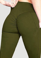 Casual High Waist Solid Polyester Leggings