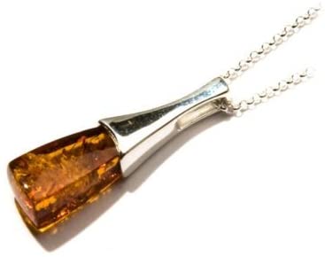 Amber Sterling Silver Contemporary Necklace Slider Pendant Chain 18