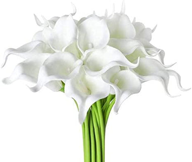 SDR Plants Calla Lily Faux Bunch Real Touch Artificial Flowers 10 Pcs Silk Lataex Fake for Bridal