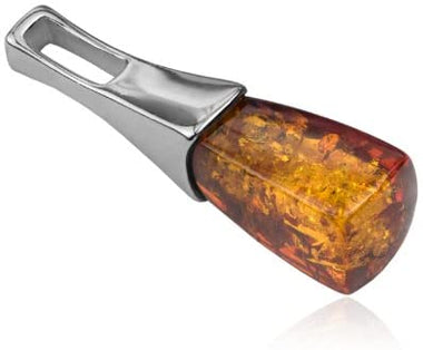 Amber Sterling Silver Contemporary Necklace Slider Pendant Chain 18