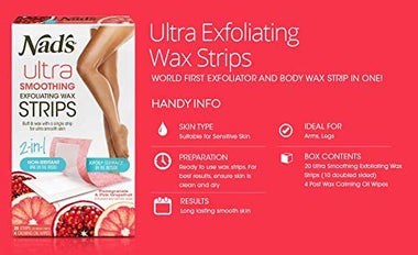 Body Wax Strips - 2-In-1 Skin Exfoliator - Wax Hair Removal For Women