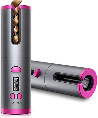 Cordless Hair Curler Automatic Curling Iron with LCD Temperature