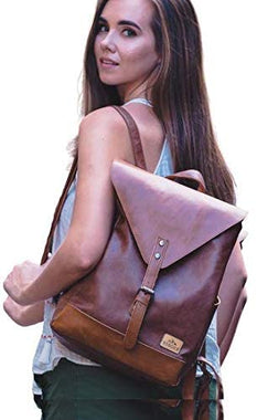 Bags Spark Vegan Leather Vintage Backpack, 14 in Laptop backpack, Faux Leather Backpack