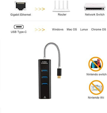 Cablecreation 3 Port USB 3.1 Type-C Data Hub