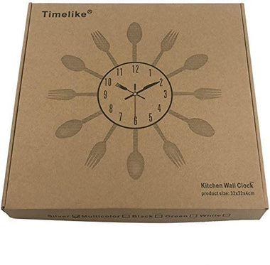 Timelike Kitchen Wall Clock, 3D Removable Modern Creative Cutlery Kitchen