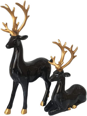 2 Packs Christmas Resin Deer Sculpture Decorations