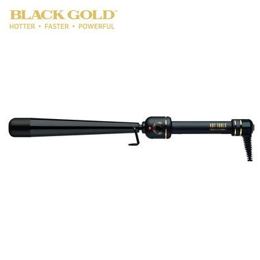 Professional Black Gold Reversed Tapered Curling Iron/wand