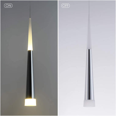 Bewamf Mini Pendant Light Silver Finish with Acrylic Shade LED Cone Adjustable