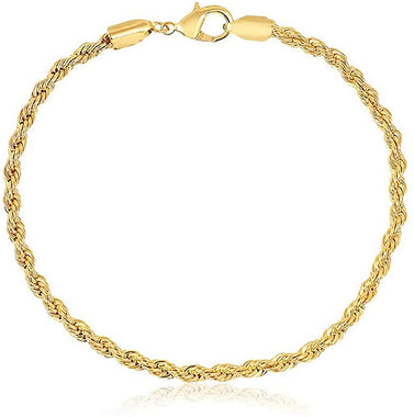 Barzel 18K Gold Plated Braided Chain Ankle Bracelet Anklet Jewelry