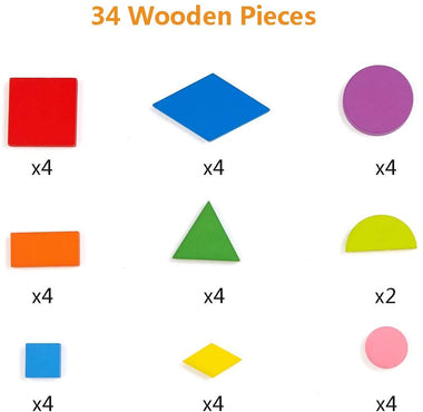 Wooden Pattern Blocks Jigsaw Puzzle Sorting