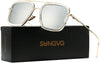 SUNGVG Tony Stark Sunglasses for Men Women Square Metal Frame