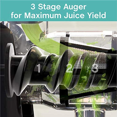 Juicer Cold Press Masticating Extractor Machine Features Quiet Motor