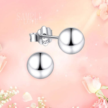 White Gold Sterling Silver Ball Stud Earrings 3mm-10mm Options
