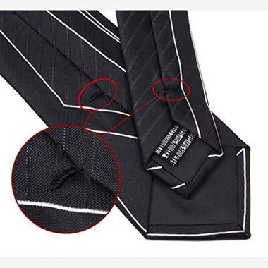 Manoble Men's Striped Black Necktie