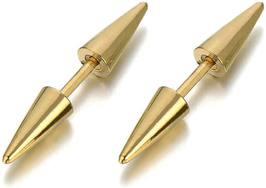 Pair Double Spike Stud Earrings in Stainless Steel
