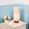 Table Lamp, AL Above Lights Solid Wood Round Beside Desk Lamp with Linen Fabric Shade