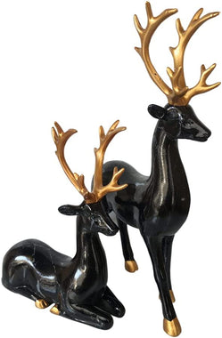 2 Packs Christmas Resin Deer Sculpture Decorations