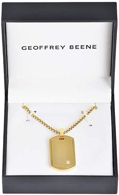 Geoffrey Beene Men's Engravable Dog Tag Pendant Box-Cubic Zirconia Stone