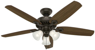 Hunter Builder Plus Indoor Ceiling Fan with LED Lights and Pull Chain Control