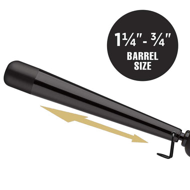 Professional Black Gold Reversed Tapered Curling Iron/wand