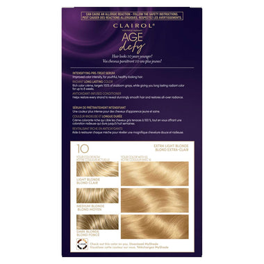 Clairol Age Defy Hair Coloring Tools, 10 Extra Light Blonde