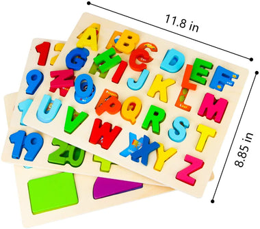 Wooden Puzzles for Toddlers, Aitey Wooden Alphabet Number