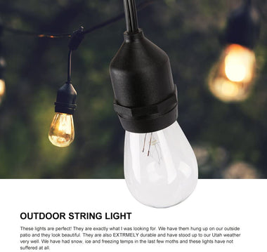 Outdoor String Lights Commercial Grade Weatherproof (2 Pack 48 FT)