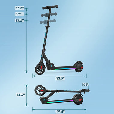 SmooSat E9 PRO Electric Scooter for Kids, Colorful Rainbow Lights and LED Display