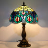 Tiffany Glass Crystal Bead Peacock Shade Table Lamp