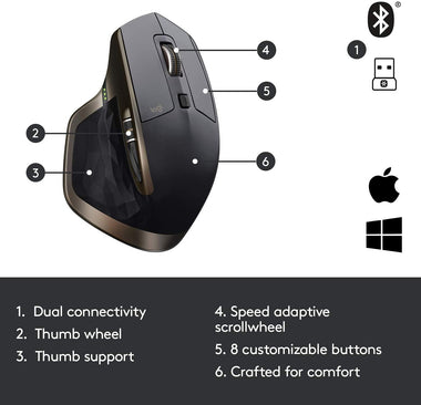 MX Master Wireless Mouse – High-precision Sensor, Speed-Adaptive Scroll Wheel