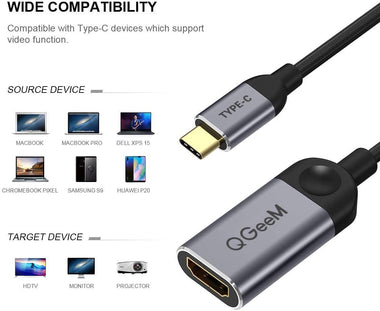 QGeeM USB C to HDMI Adapter 4K Cable, USB Type-C