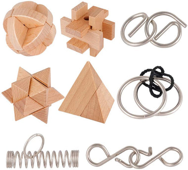 Coogam Wooden and Metal Puzzles Teasers Set