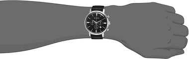 Men's Stainless Steel Analog-Quartz Watch with Leather Strap