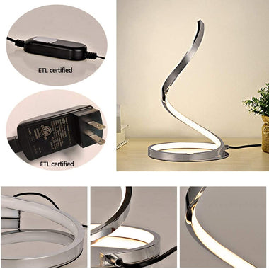 KARMIQI Dimmable LED Table Lamp for Bedroom, 7W Touch Control Table Lamp, Modern Spiral