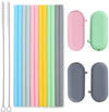 Silicone Straws Set - Odorless, 12 Standard Reusable Drinking Straws
