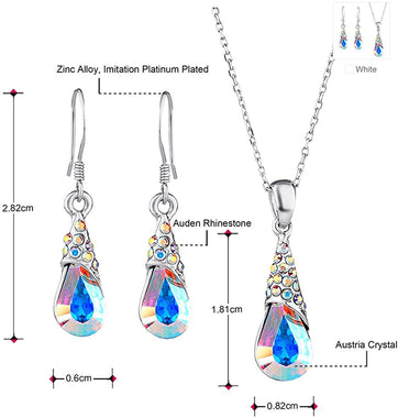 NEOGLORY Platinum-Plated Teardrop Jewelry Set with Crystal Embellished with Crystals