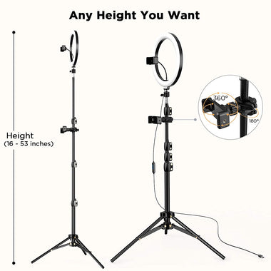 10.2 inch Selfie Ring Light with Tripod Stand & 2 Phone Holders