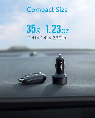 Car Charger USB C, 18W 2-Port Compact Type C