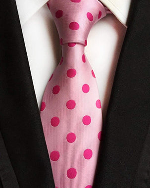 MENDENG Classic Rose Pink Polka Dot Ties