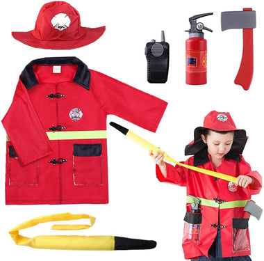 Kids Fire Chief Costume, Halloween Fireman Dress Up Set