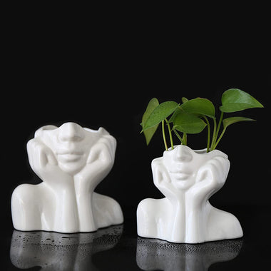 Ceramic Face Vase Modern Female Form
