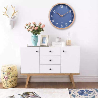 12 Inches Wood Blue Wall Clock