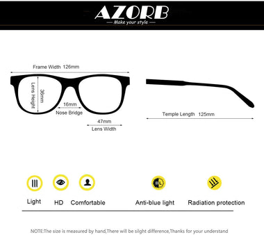 AZORB Kids Blue Light Blocking Glasses Classic TPEE Rubber