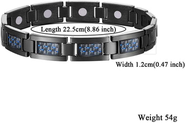 Feraco Magnetic Bracelet for Men with Unique Blue Carbon Fiber