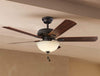 52 Inch LED Ceiling Fan with Nutmeg Espresso Blades and White Glass Light Bowl