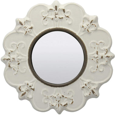 Decorative Round Antique Gray Ceramic Wall Mirror