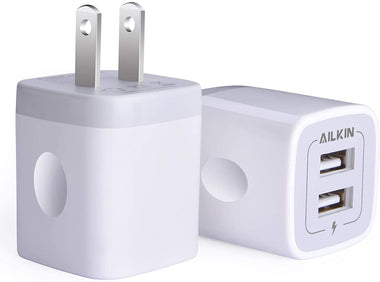 USB Wall Charger, Charger Adapter, Ailkin 2-Pack-Pure Black