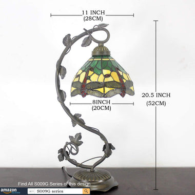 Tiffany Stained Glass Crystal Bead Dragonfly Desk Lamp